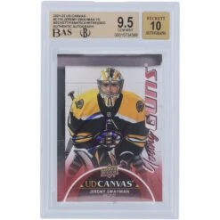 Jeremy Swayman Boston Bruins Autographed 2021-22 Upper Deck Series 1 Young Guns Canvas #C116 Beckett Fanatics Witnessed Authenticated 9.5/10 Rookie Card