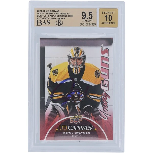 Jeremy Swayman Boston Bruins Autographed 2021-22 Upper Deck Series 1 Young Guns Canvas #C116 Beckett Fanatics Witnessed Authenticated 9.5/10 Rookie Card