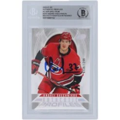 Andrei Svechnikov Carolina Hurricanes Autographed 2020-21 Upper Deck SP Authentic Profiles #AP-2 #739/1299 Beckett Fanatics Witnessed Authenticated Card