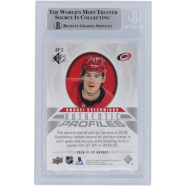 Andrei Svechnikov Carolina Hurricanes Autographed 2020-21 Upper Deck SP Authentic Profiles #AP-2 #739/1299 Beckett Fanatics Witnessed Authenticated Card - Image 2