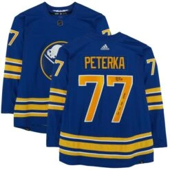 JJ Peterka Buffalo Sabres Autographed Blue Adidas Authentic Jersey With "1st NHL Goal 10/13/22" Inscription