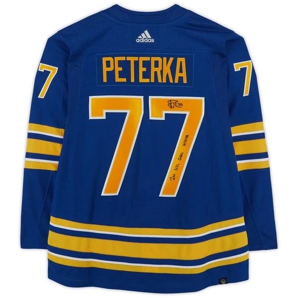 JJ Peterka Buffalo Sabres Autographed Blue Adidas Authentic Jersey With "1st NHL Goal 10/13/22" Inscription - Image 2