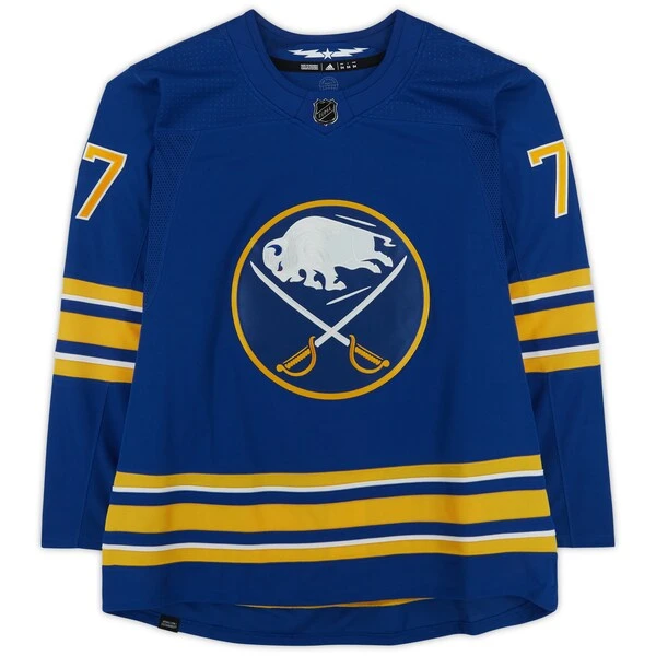 JJ Peterka Buffalo Sabres Autographed Blue Adidas Authentic Jersey With "1st NHL Goal 10/13/22" Inscription - Image 3