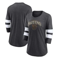 Women's Fanatics Branded Heather Charcoal Boston Bruins Special Edition 2.0 Barn Burner 3/4 Sleeve T-Shirt