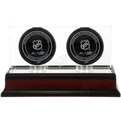Arizona Coyotes Mahogany Two Hockey Puck Logo Display Case