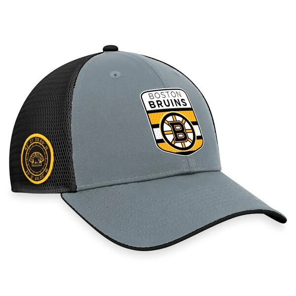 Men's Fanatics Branded Gray/Black Boston Bruins Authentic Pro Home Ice Trucker Adjustable Hat