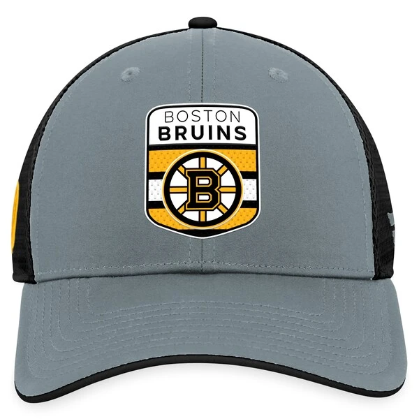 Men's Fanatics Branded Gray/Black Boston Bruins Authentic Pro Home Ice Trucker Adjustable Hat - Image 2
