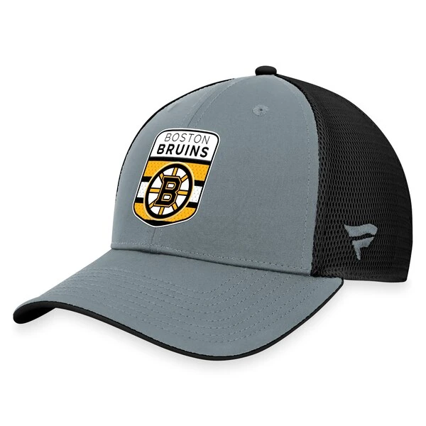 Men's Fanatics Branded Gray/Black Boston Bruins Authentic Pro Home Ice Trucker Adjustable Hat - Image 3