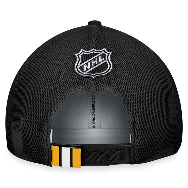 Men's Fanatics Branded Gray/Black Boston Bruins Authentic Pro Home Ice Trucker Adjustable Hat - Image 4