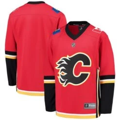 Youth Fanatics Branded Red/Black Calgary Flames Alternate Replica Blank Jersey