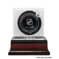 Boston Bruins Mahogany Hockey Puck Logo Display Case