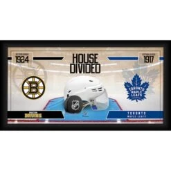 Boston Bruins Vs. Toronto Maple Leafs Framed 10" X 20" House Divided Hockey Collage