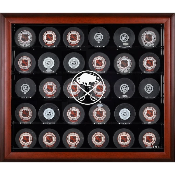 Buffalo Sabres Mahogany Framed (2020-Present) 30-Puck Display Case