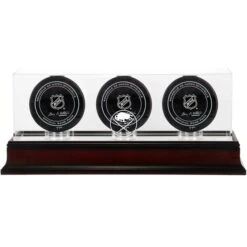 Buffalo Sabres Mahogany Three Hockey Puck Logo Display Case