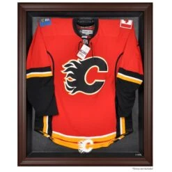 Calgary Flames Brown Framed Logo Jersey Display Case