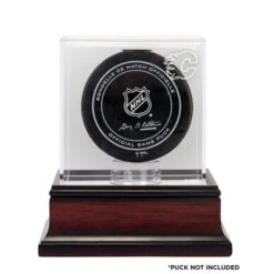 Calgary Flames Mahogany Hockey Puck Logo Display Case