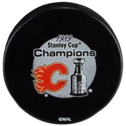 Calgary Flames Unsigned 1989 Stanley Cup Champions Logo Hockey Puck
