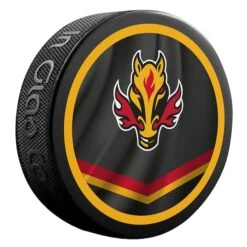 Calgary Flames Unsigned Inglasco Reverse Retro Logo Hockey Puck