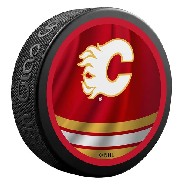 Calgary Flames Unsigned Inglasco Reverse Retro Logo Hockey Puck - Image 2
