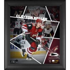 Clayton Keller Arizona Coyotes Framed 15'' X 17'' Impact Player Collage With A Piece Of Game-Used Puck - Limited Edition Of 500