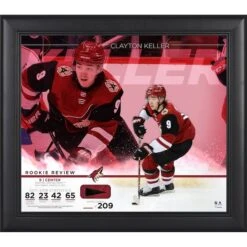Clayton Keller Arizona Coyotes Framed 15" X 17" Rookie Review Collage With Piece Of Game-Used Puck - Limited Edition Of 209