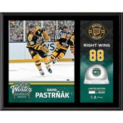 David Pastrnak Boston Bruins 2023 Winter Classic 12" X 15" Sublimated Plaque With Game-Used Ice - Limited Edition Of 500