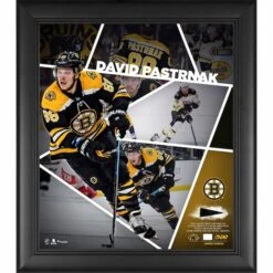 David Pastrnak Boston Bruins Framed 15" X 17" Impact Player Collage With A Piece Of Game-Used Puck - Limited Edition Of 500