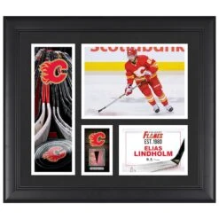 Elias Lindholm Calgary Flames Framed 15" X 17" Player Collage With A Piece Of Game-Used Puck