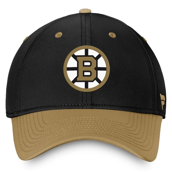 Men's Fanatics Branded Black/Gold Boston Bruins Authentic Pro Rink Two-Tone Flex Hat - Image 2