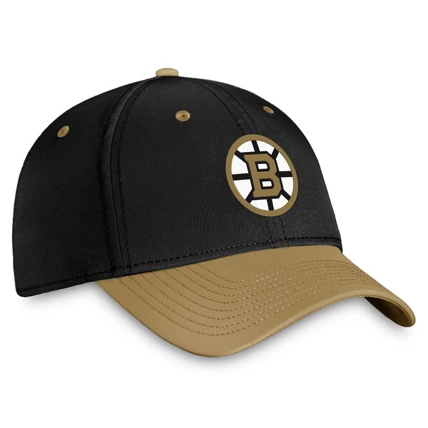 Men's Fanatics Branded Black/Gold Boston Bruins Authentic Pro Rink Two-Tone Flex Hat - Image 3
