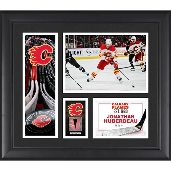 Jonathan Huberdeau Calgary Flames 15" X 17" Framed Player Collage With A Piece Of Game-Used Puck