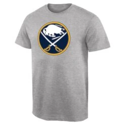 Men's Ash Buffalo Sabres Team Primary Logo T-Shirt
