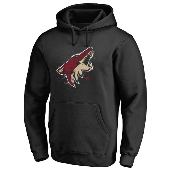 Men's Fanatics Branded Black Arizona Coyotes Splatter Logo Pullover Hoodie - Image 2