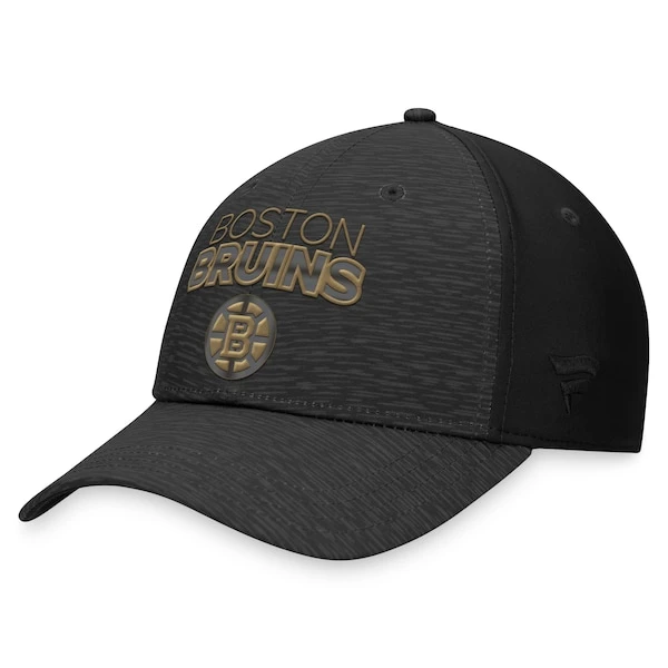 Men's Fanatics Branded Black Boston Bruins Authentic Pro Road Stack Logo Flex Hat