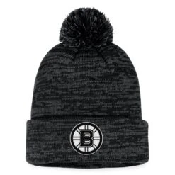 Men's Fanatics Branded Black Boston Bruins Fundamental Cuffed Knit Hat With Pom