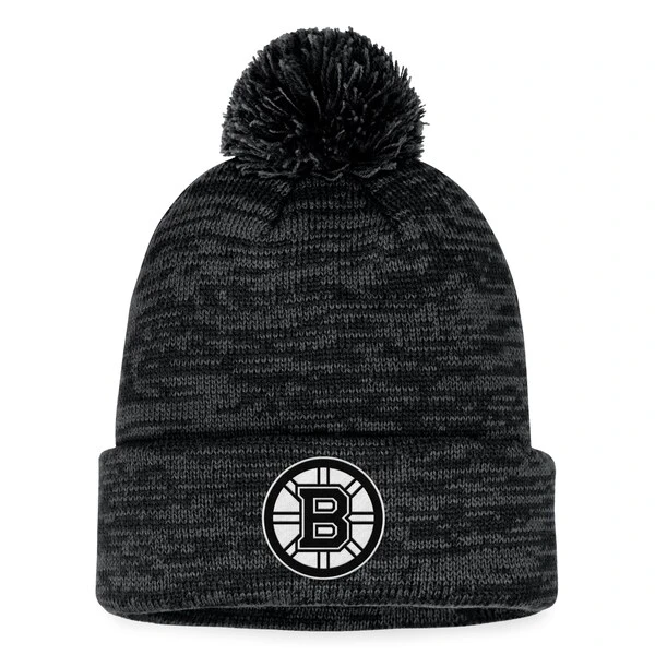 Men's Fanatics Branded Black Boston Bruins Fundamental Cuffed Knit Hat With Pom