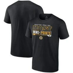 Men's Fanatics Branded Black Boston Bruins Most Ever NHL Wins & Points T-Shirt
