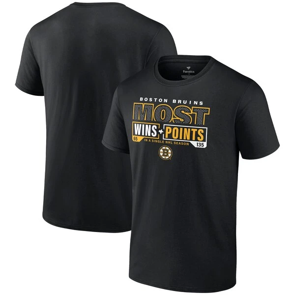 Men's Fanatics Branded Black Boston Bruins Most Ever NHL Wins & Points T-Shirt