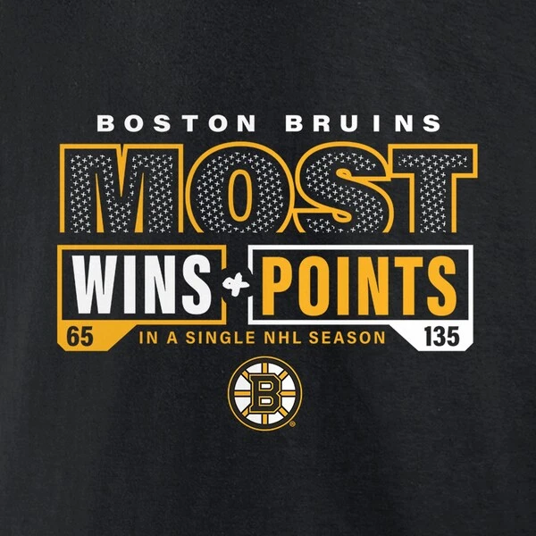 Men's Fanatics Branded Black Boston Bruins Most Ever NHL Wins & Points T-Shirt - Image 4
