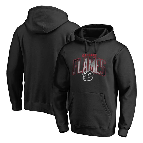 Men's Fanatics Branded Black Calgary Flames Arch Smoke Pullover Hoodie