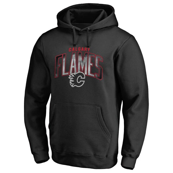 Men's Fanatics Branded Black Calgary Flames Arch Smoke Pullover Hoodie - Image 2