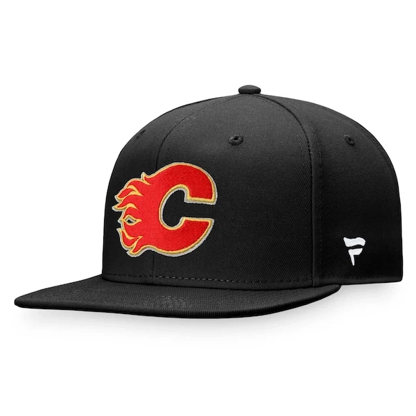 Men's Fanatics Branded Black Calgary Flames Core Primary Logo Fitted Hat