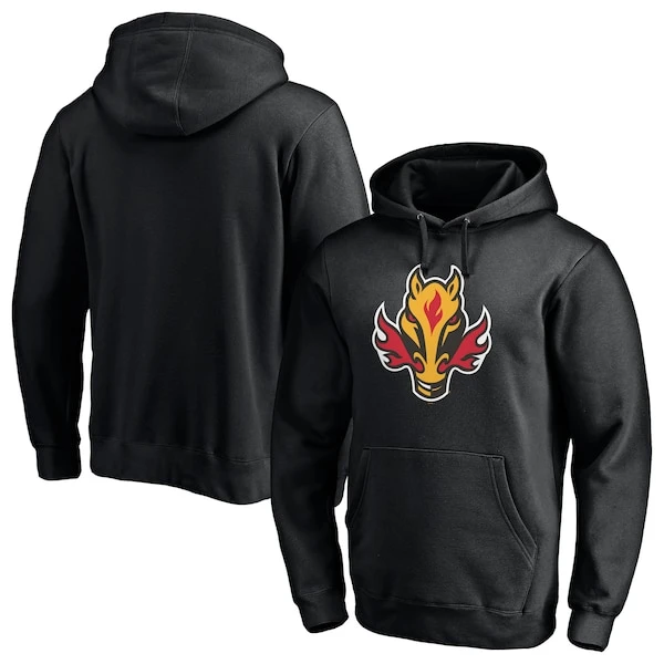 Men's Fanatics Branded Black Calgary Flames Special Edition Primary Logo Pullover Hoodie