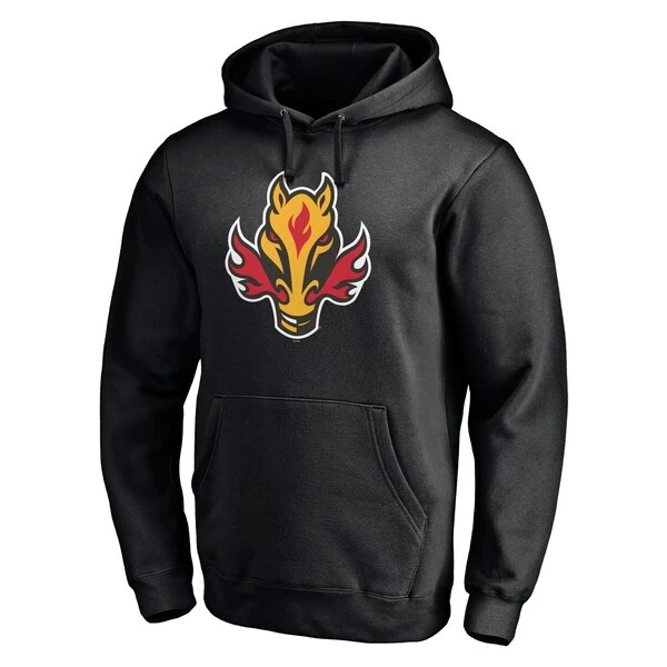 Men's Fanatics Branded Black Calgary Flames Special Edition Primary Logo Pullover Hoodie - Image 2