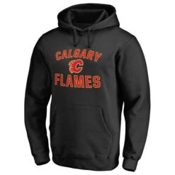 Men's Fanatics Branded Black Calgary Flames Victory Arch Team Fitted Pullover Hoodie