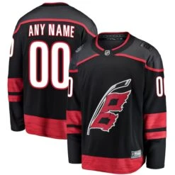 Men's Fanatics Branded Black Carolina Hurricanes Home Breakaway Custom Jersey