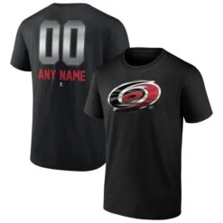Men's Fanatics Branded Black Carolina Hurricanes Personalized Midnight Mascot Logo T-Shirt