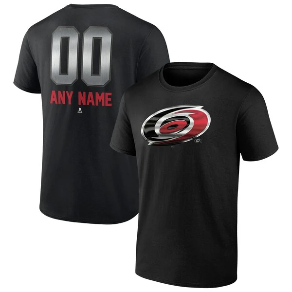 Men's Fanatics Branded Black Carolina Hurricanes Personalized Midnight Mascot Logo T-Shirt