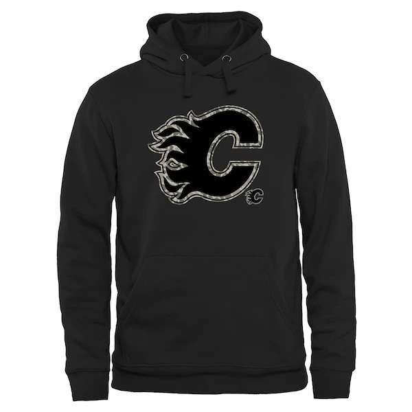 Men's Fanatics Branded Calgary Flames Black Rink Warrior Pullover Hoodie