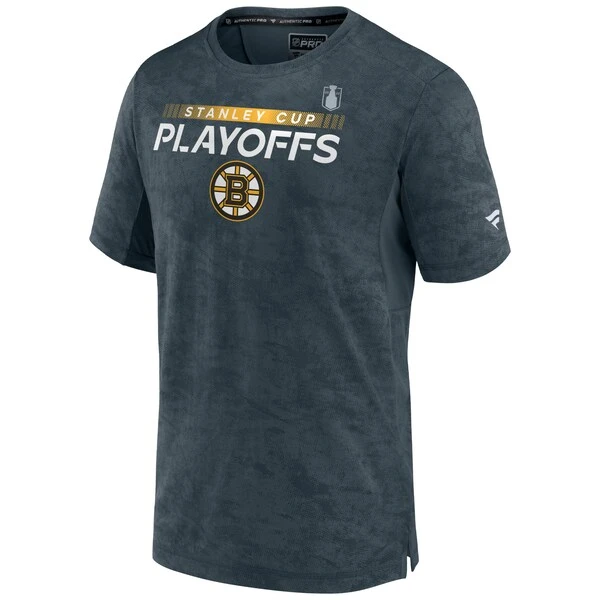 Men's Fanatics Branded Charcoal Boston Bruins Authentic Pro 2022 Stanley Cup Playoffs T-Shirt - Image 2